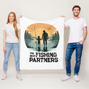 Personalised Father and Son Fishing Gift Fleece Blanket