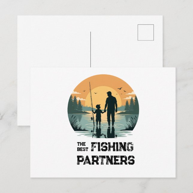 Personalised Father and Son Fishing Gift Postcard (Front/Back)