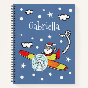 Personalised Father Christmas Santa Claus Airplane Notebook