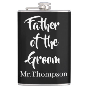 Personalised Father of the Groom Black Hip Flask