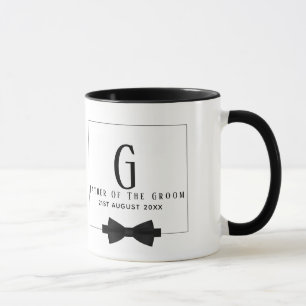 Personalised Father of The Groom Monogram Bow Tie Mug
