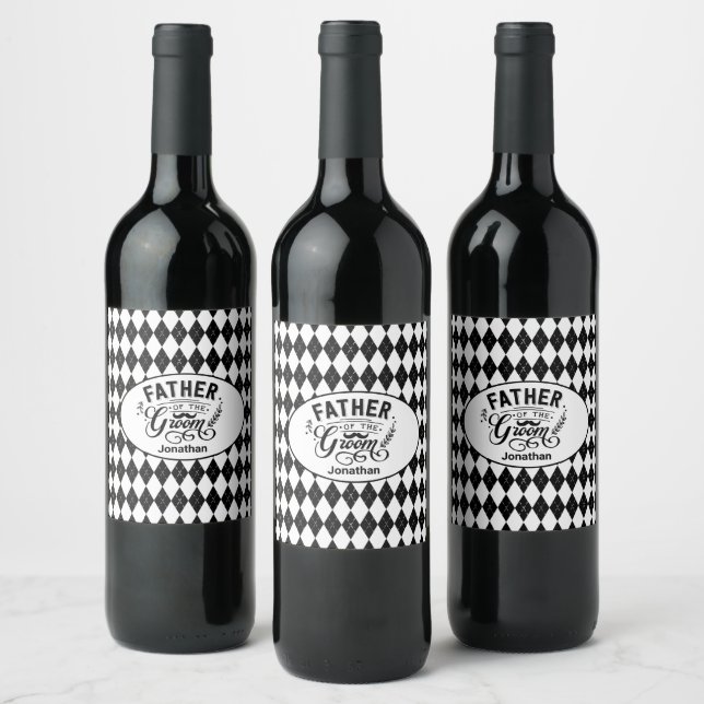 Personalised Father of the Groom Moustache Wine Label (Bottles)