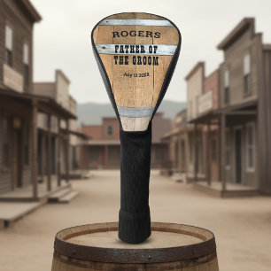 Personalised Father of the Groom Whiskey Barrel Golf Head Cover