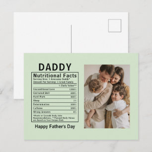 Personalised Father’s Day Daddy Nutritional Facts Postcard
