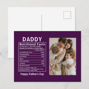 Personalised Father’s Day Daddy Nutritional Facts Postcard