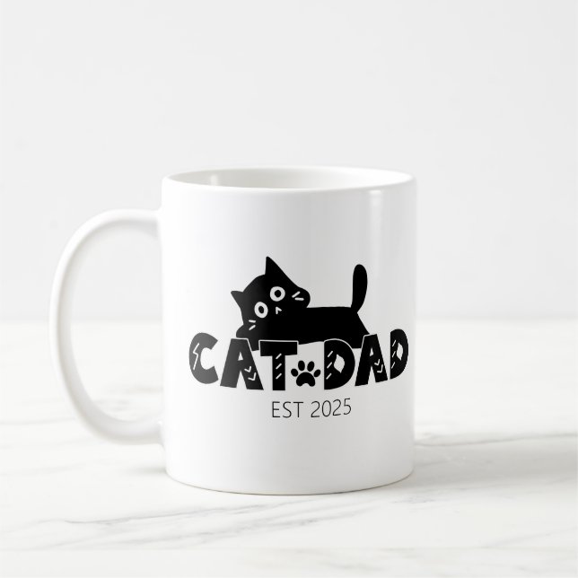Personalised Father’s Day Gift for Cat Lovers Coffee Mug (Left)