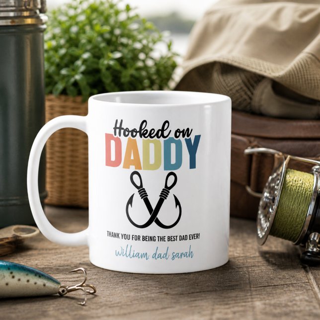 Personalised Father’s Day |Hooked on Daddy Fishing Coffee Mug (Personalized Father’s Day |Hooked on Daddy Fishing Coffee Mug)