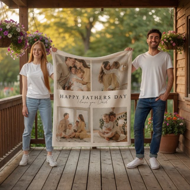 Personalised Father’s Day Photo Custom Dad Gift Fleece Blanket (Creator Uploaded)