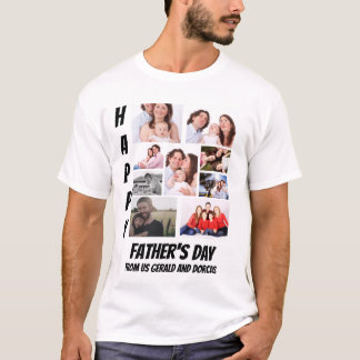 Personalised Father's Day 9 Photo Collage T-Shirt