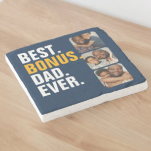 Personalised Fathers Day Best Bonus Dad Ever Stone Coaster