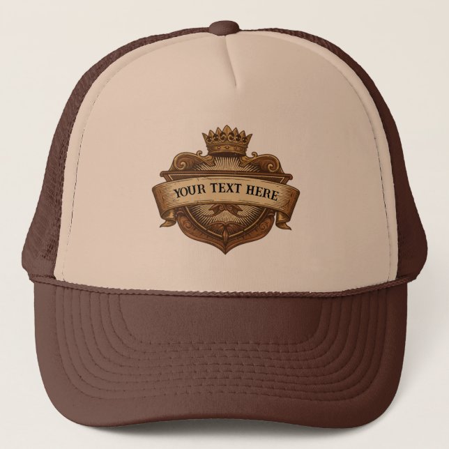 Personalised Father's Day Crown & Shield  Trucker Hat (Front)