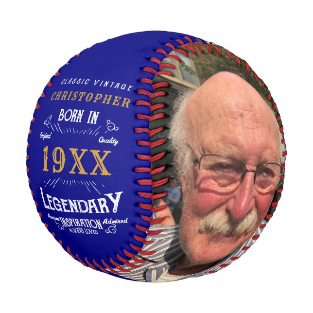 Personalised Fathers Day Gift Monogram Legendary Baseball (Angled)