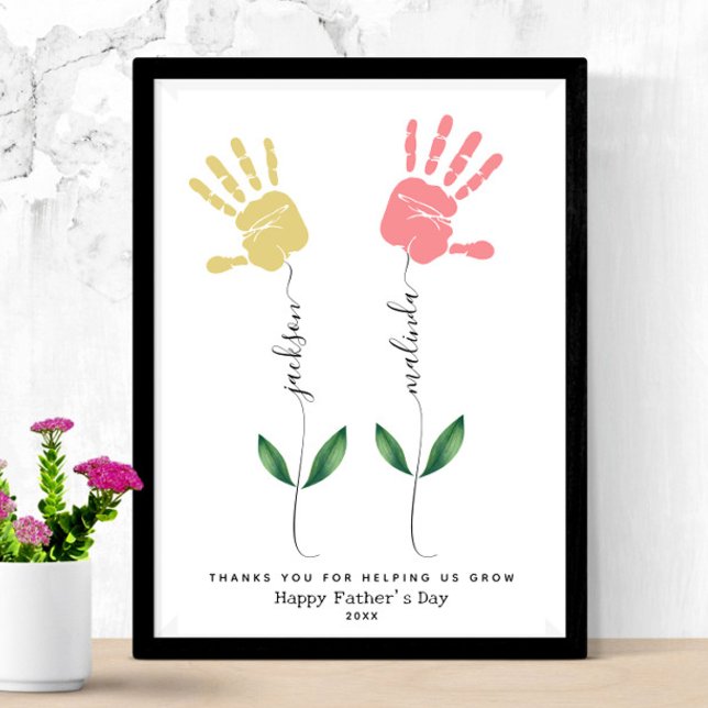 Personalised Father's Day Handprint flower Art Poster (Creator Uploaded)