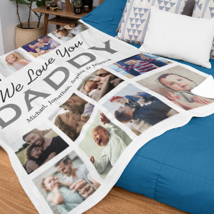 Personalised Fathers Day Photo Collage Fleece Blanket