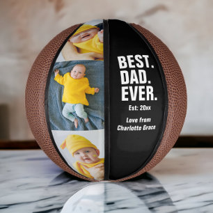 Personalised Fathers Day Photo Gift Best Dad Ever Mini Basketball