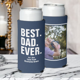 Personalised Fathers Day Photo Gift Best Dad Ever Seltzer Can Cooler