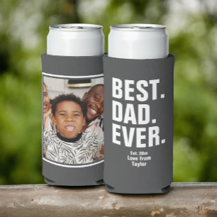 Personalised Fathers Day Photo Gift Best Dad Ever Seltzer Can Cooler