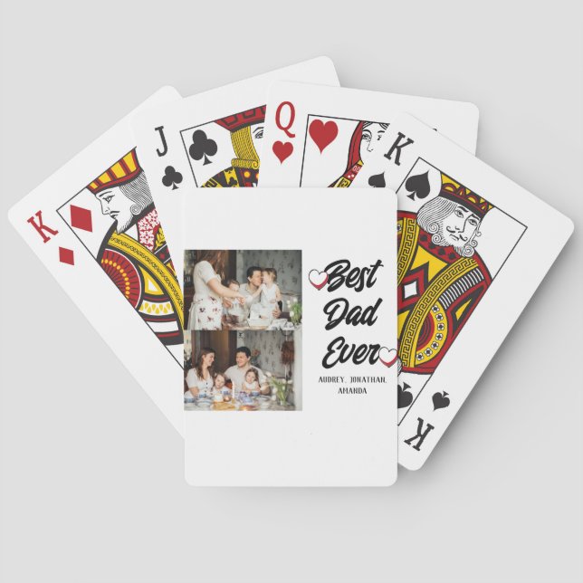 Personalised father's Day, two photo collage gift Playing Cards (Back)