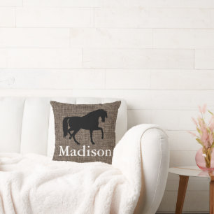 Personalised Faux Burlap Horse Silhouette Cushion