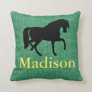 Personalised Faux Burlap Horse Silhouette Cushion