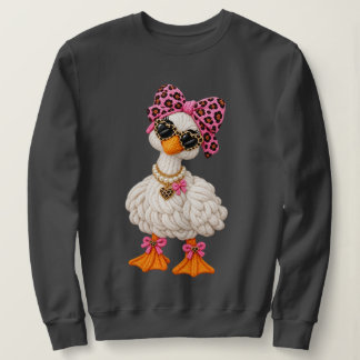 Personalised Faux Crochet Silly Goose Pink Coquett Sweatshirt