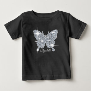 personalised faux diamond sparkle butterfly  baby T-Shirt