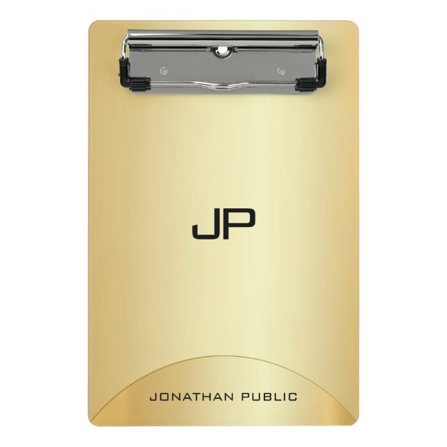 Personalised Faux Gold Elegant Monogram Template Mini Clipboard (Front)