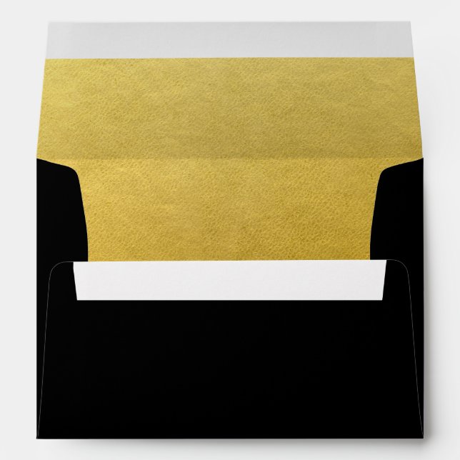 Personalised Faux Gold Foil & Black Envelope Liner (Back (Bottom))