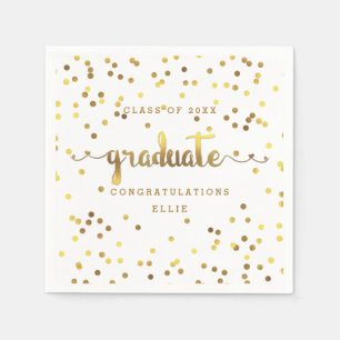Personalised Faux Gold Foil Confetti Graduation Napkin