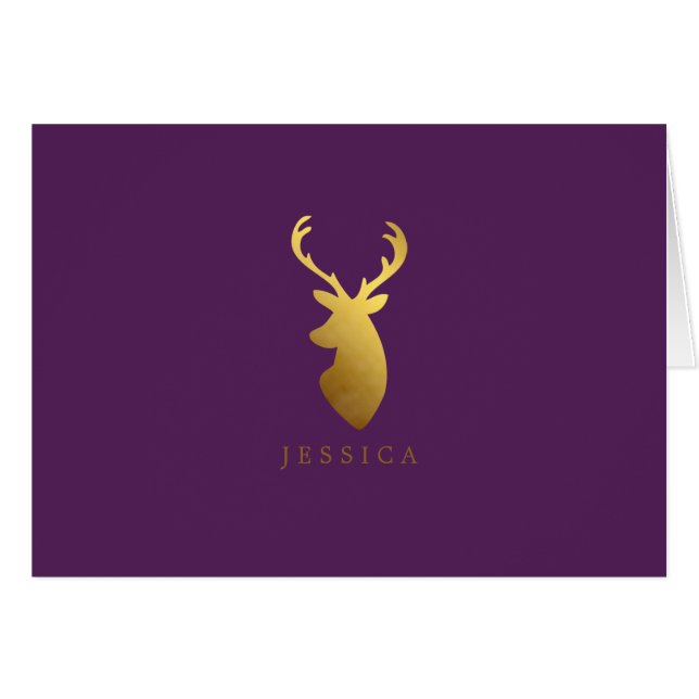 Personalised Faux Gold Foil Deer Head (Front Horizontal)