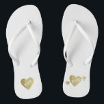 personalised faux gold love hearts with arrow thongs<br><div class="desc">For a married couple,  a romantic design with their initials (Mr.   Mrs.) in a graphic faux golden heart with an arrow on white...  to bring comfort and ease to all your wedding planning events...   perfect to wear after the wedding</div>
