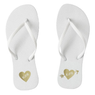personalised faux gold love hearts with arrow thongs