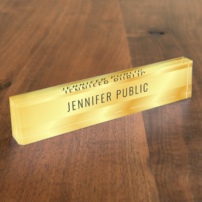 Personalised Faux Gold Metallic Look Nameplate (Side)