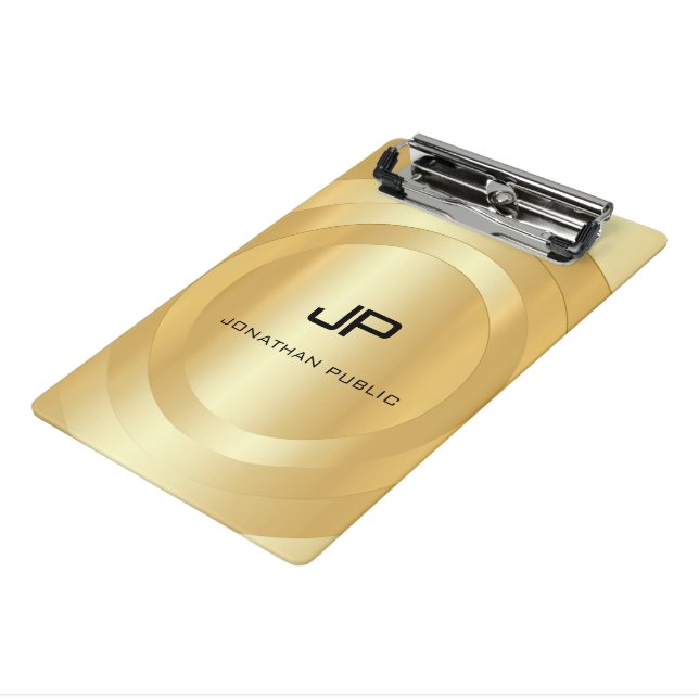 Personalised Faux Gold Monogram Template Elegant Mini Clipboard (Angled3)