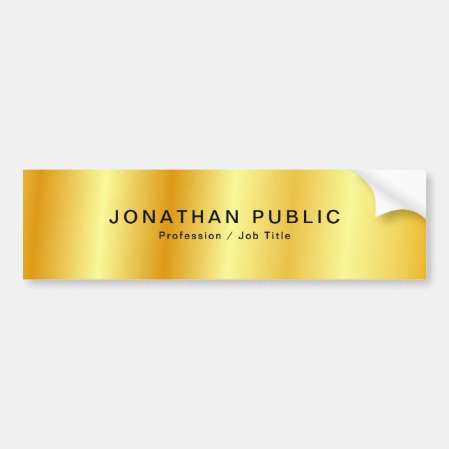 Personalised Faux Gold Template Modern Glamour Bumper Sticker (Front)