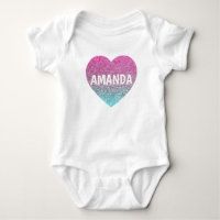 Personalised Faux Heart Glitter Pink Baby Girl