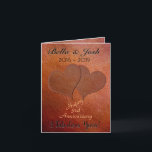 Personalised Faux Leather 3rd Wedding Anniversary Card<br><div class="desc">Personalised 3rd Wedding Anniversary faux leather look greeting card. Custom anniversary card design with names and date for 3 year anniversary.</div>