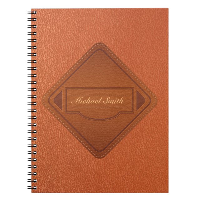 Personalised Faux Leather Brown Notebook (Front)