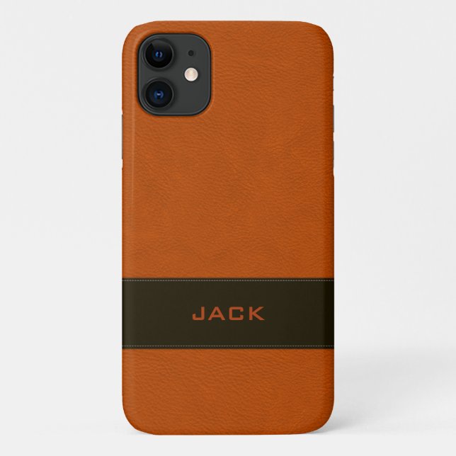 Personalised Faux Orange Leather Case-Mate iPhone Case (Back)