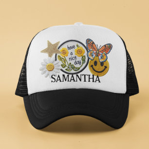 Personalised Faux Patches Trendy Layered Gift  Trucker Hat