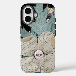 Personalised Faux Print on Paper Leaf Design iPhone 16 Case