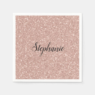 Personalised Faux Rose Gold Glitter Napkin