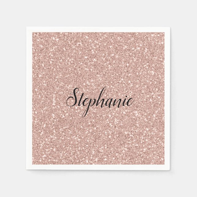 Personalised Faux Rose Gold Glitter  Napkin (Front)