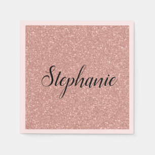 Personalised Faux Rose Gold Glitter Napkin