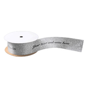 Personalised faux shiny silver glitter gift ribbon satin ribbon