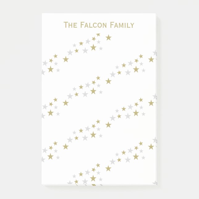 Personalised Faux Silver Gold Stars Pattern Post-it Notes (Front)