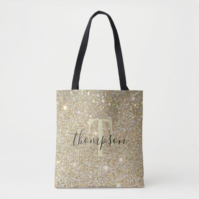 Personalised Faux Speckled Gold Glitter Tote Bag (Front)