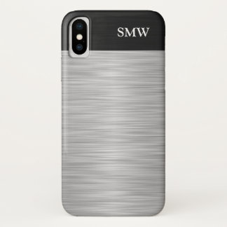 Personalised Faux Stainless Steel and Black iPhone X Case