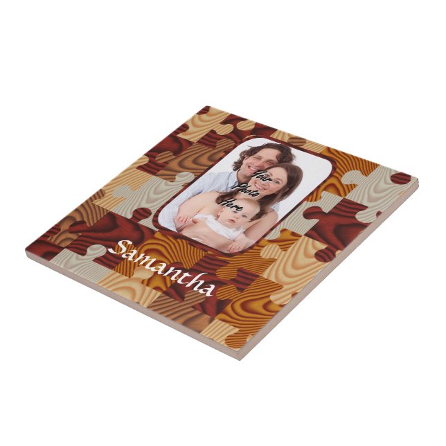 Personalised faux wood jigsaw tile (Side)