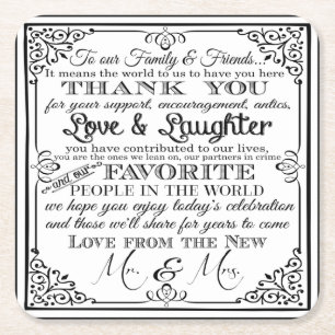 personalised Favour wedding coaster Thank you